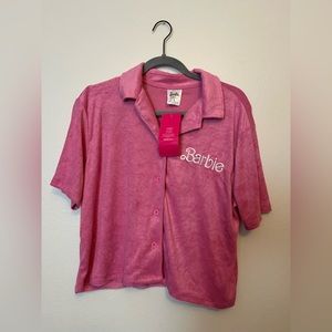 Barbie Terry Cloth button tee NWT! size L